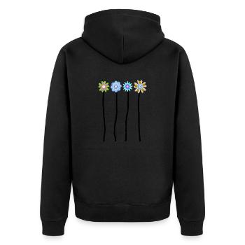 69 Flower Power 70s T Shirts Limited Edition - Unisex Premium Organic Zip Hoodie - black - Back - Nico (187cm)