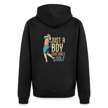 Just A Boy Who Loves Golf Golfer Hobby - Unisex Premium Bio Zip Hoodie - Schwarz - Hinten - Nico (187cm)