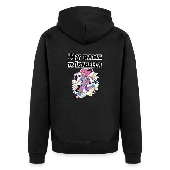 My name is Isabella 2026 - Unisex Premium Organic Zip Hoodie - black - Back - Nico (187cm)