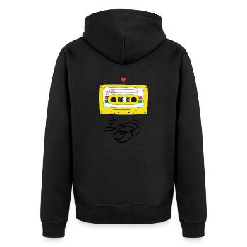 Kassette & Stift - Unisex Premium Bio Zip Hoodie - Schwarz - Hinten - Nico (187cm)