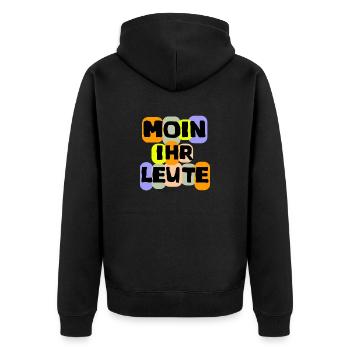 Language Shirt Moin you people fun - Unisex Premium Organic Zip Hoodie - black - Back - Nico (187cm)