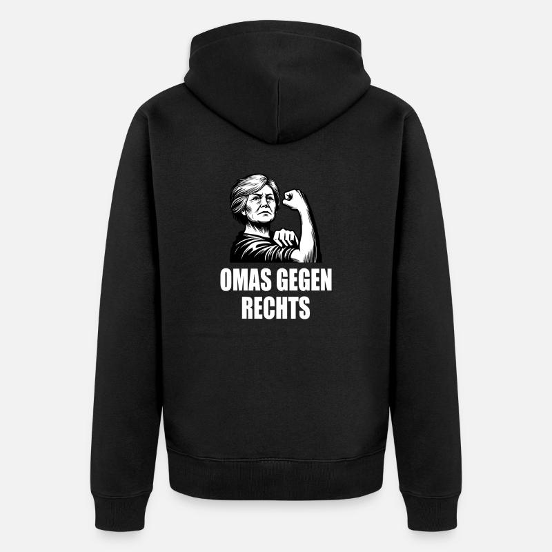 Omas gegen rechts - Unisex Premium Bio Zip Hoodie - Schwarz