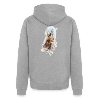 Esel - Unisex Premium Bio Zip Hoodie - Grau meliert - Hinten - Nico (187cm)