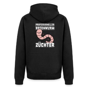 Regenwurm Zucht Regenwürmer Züchter Wurmzucht - Unisex Premium Bio Zip Hoodie - Schwarz - Hinten - Nico (187cm)