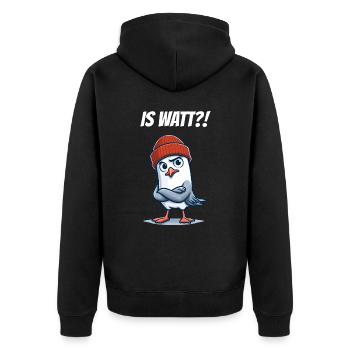 Lustige Nordsee Möwe Is Watt Plattdeutsch Spruch - Unisex Premium Bio Zip Hoodie - Schwarz - Hinten - Nico (187cm)