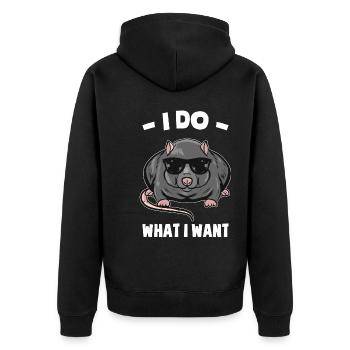 Ratten Liebhaber - Unisex Premium Bio Zip Hoodie - Schwarz - Hinten - Nico (187cm)