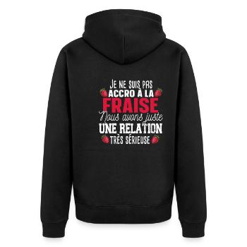 Fraise Fruit Relation Cadeau Humour Rouge - Veste à capuche bio Premium Unisexe - noir - Dos - Nico (187cm)