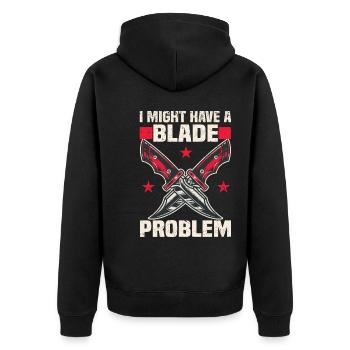 Messerliebhaber Geschenkideen | Messersammler - Unisex Premium Bio Zip Hoodie - Schwarz - Hinten - Nico (187cm)