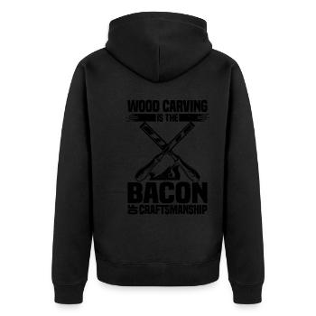 Drechseln Holzkunst | Handwerk Holz Geschenkideen - Unisex Premium Bio Zip Hoodie - Schwarz - Hinten - Nico (187cm)