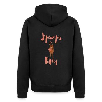 Ich kann nicht PoNey haben - Unisex Premium Bio Zip Hoodie - Schwarz - Hinten - Nico (187cm)
