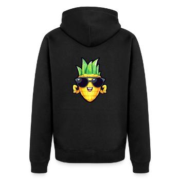 Cool corn - sunglasses and strong arms design - Unisex Premium Organic Zip Hoodie - black - Back - Nico (187cm)