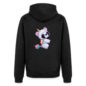 Koala-Einhorn Fusion, Fantastisches Tierdesign - Unisex Premium Bio Zip Hoodie - Schwarz - Hinten - Nico (187cm)