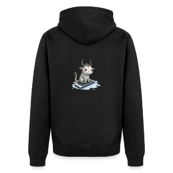 cute mythical creature on iPhone - Unisex Premium Bio Zip Hoodie - Schwarz - Hinten - Nico (187cm)