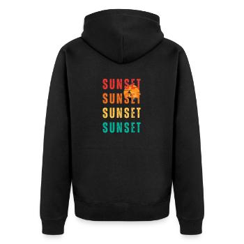 Sonnenuntergang - Unisex Premium Bio Zip Hoodie - Schwarz - Hinten - Nico (187cm)