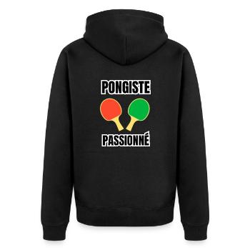 pongiste passionné - Veste à capuche bio Premium Unisexe - noir - Dos - Nico (187cm)