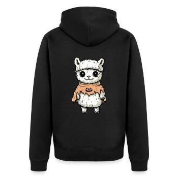 Alpaka Llama Halloween Zombie - Unisex Premium Bio Zip Hoodie - Schwarz - Hinten - Nico (187cm)