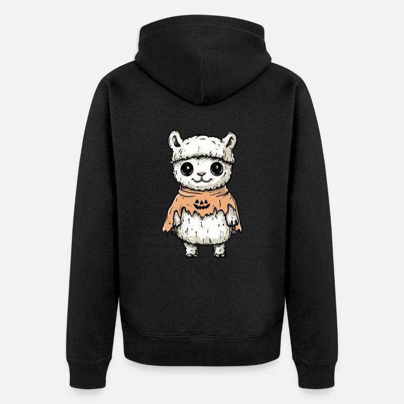 Alpaga Lama Halloween Zombie - Veste à capuche bio Premium Unisexe - noir