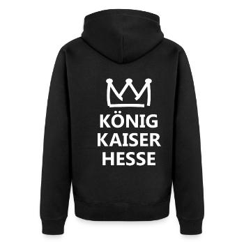 Der Kaiser aus Hessen - Unisex Premium Bio Zip Hoodie - Schwarz - Hinten - Nico (187cm)