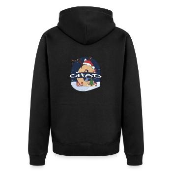 Toller Tschad-Name mit Weihnachtsmütze im Weihnachtsthema - Unisex Premium Bio Zip Hoodie - Schwarz - Hinten - Nico (187cm)