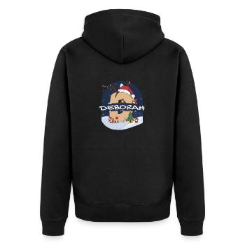 Toller Deborah-Name mit Weihnachtsmütze im Weihnachtsthema - Unisex Premium Bio Zip Hoodie - Schwarz - Hinten - Nico (187cm)