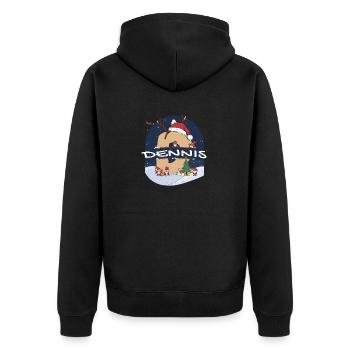 Awesome Dennis Name w Santa Hat in Xmas Theme - Unisex Premium Organic Zip Hoodie - black - Back - Nico (187cm)