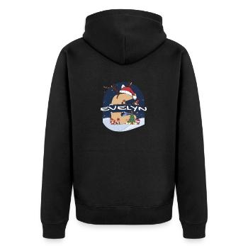 Awesome Evelyn Name mit Weihnachtsmütze im Weihnachtsthema - Unisex Premium Bio Zip Hoodie - Schwarz - Hinten - Nico (187cm)