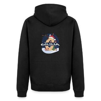 Toller Giulia-Name mit Weihnachtsmütze im Weihnachtsthema - Unisex Premium Bio Zip Hoodie - Schwarz - Hinten - Nico (187cm)