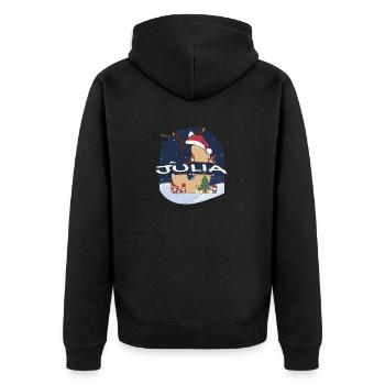 Toller Julia-Name mit Weihnachtsmütze im Weihnachtsthema - Unisex Premium Bio Zip Hoodie - Schwarz - Hinten - Nico (187cm)