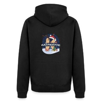 Génial Katherine nom w chapeau de père Noël dans le thème de Noël - Veste à capuche bio Premium Unisexe - noir - Dos - Nico (187cm)