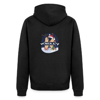 Awesome Kelly Name w Santa Hat in Xmas Theme - Unisex Premium Organic Zip Hoodie - black - Back - Nico (187cm)