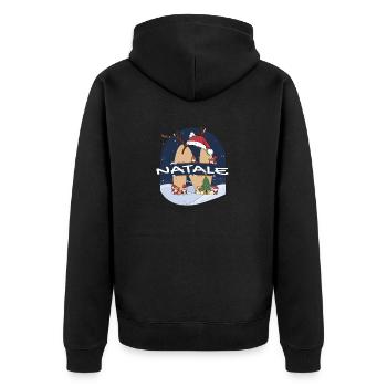 Awesome Natale Name w Santa Hat in Xmas Theme - Unisex Premium Organic Zip Hoodie - black - Back - Nico (187cm)