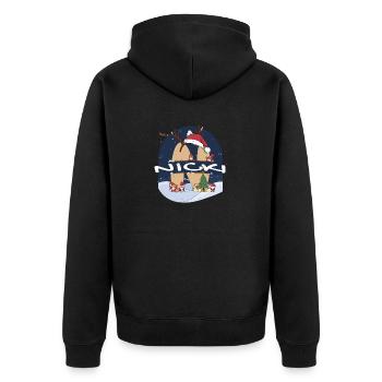 Awesome Nick Name w Santa Hat in Xmas Theme - Unisex Premium Organic Zip Hoodie - black - Back - Nico (187cm)