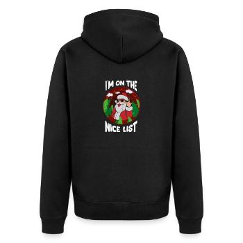 I'm On The Nice List - Funny Christmas Santa - Unisex Premium Organic Zip Hoodie - black - Back - Nico (187cm)