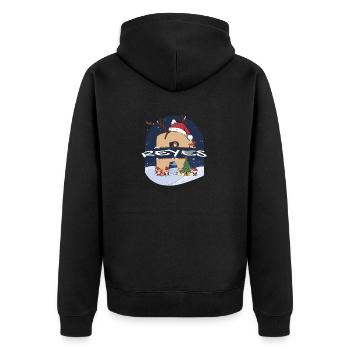 Awesome Reyes Name mit Weihnachtsmütze im Weihnachtsthema - Unisex Premium Bio Zip Hoodie - Schwarz - Hinten - Nico (187cm)