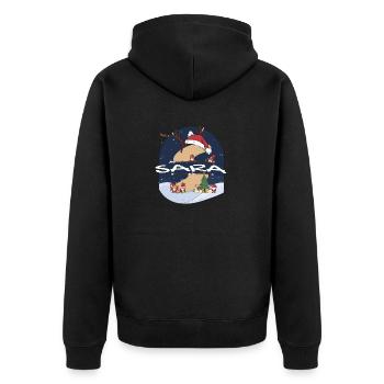 Awesome Sara Name mit Weihnachtsmütze im Weihnachtsthema - Unisex Premium Bio Zip Hoodie - Schwarz - Hinten - Nico (187cm)