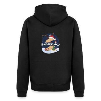 Awesome Sergio Name w Santa Hat in Xmas Theme - Unisex Premium Organic Zip Hoodie - black - Back - Nico (187cm)