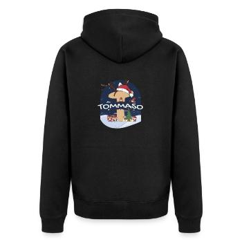 Génial Tommaso nom w chapeau de père Noël dans le thème de Noël - Veste à capuche bio Premium Unisexe - noir - Dos - Nico (187cm)