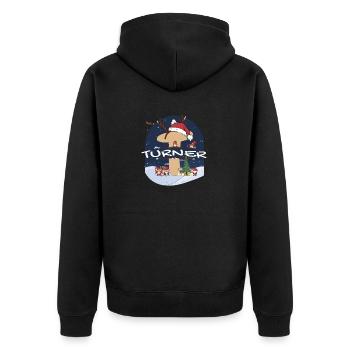 Toller Turner-Name mit Weihnachtsmütze im Weihnachtsthema - Unisex Premium Bio Zip Hoodie - Schwarz - Hinten - Nico (187cm)