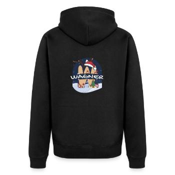 Toller Wagner-Name mit Weihnachtsmütze im Weihnachtsthema - Unisex Premium Bio Zip Hoodie - Schwarz - Hinten - Nico (187cm)