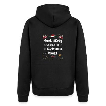 Am ehesten werden alle Weihnachtslieder gesungen - Unisex Premium Bio Zip Hoodie - Schwarz - Hinten - Nico (187cm)