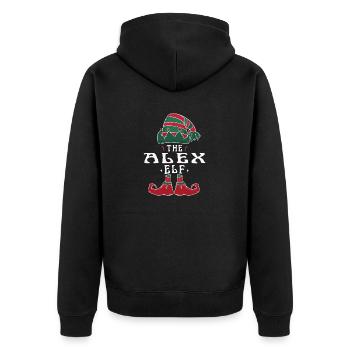 Alex Elf Family Matching Group Christmas Dad Mom - Unisex Premium Organic Zip Hoodie - black - Back - Nico (187cm)
