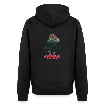 Agatha Elf Personalisierter Name Weihnachtsfamilie - Unisex Premium Bio Zip Hoodie - Schwarz - Hinten - Nico (187cm)