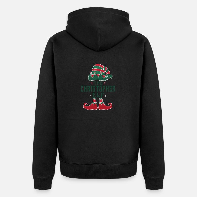 Christopher Elf Personalized Name Christmas - Unisex Premium Organic Zip Hoodie - black