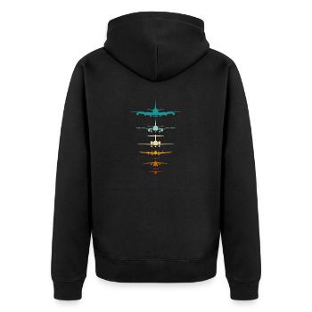 Silhouette d’avions pour pilote, instructeur de vol - Veste à capuche bio Premium Unisexe - noir - Dos - Nico (187cm)