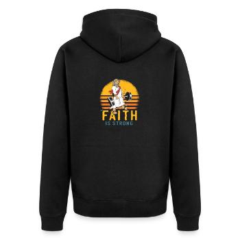 Mein Glaube ist stark - Team Jesus 1 Kreuz 3 Nägel 4 - Unisex Premium Bio Zip Hoodie - Schwarz - Hinten - Nico (187cm)