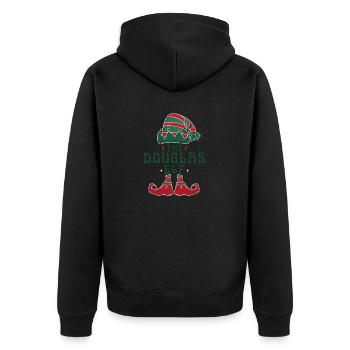Der Douglas Elf Pyjama für lustige Weihnachten - Unisex Premium Bio Zip Hoodie - Schwarz - Hinten - Nico (187cm)