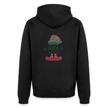 Larry Elf Personalisierter Name Weihnachten Familie - Unisex Premium Bio Zip Hoodie - Schwarz - Hinten - Nico (187cm)