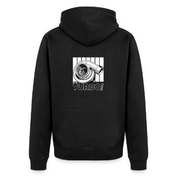 sein Turbo Time - Vintage Boost Design - Unisex Premium Bio Zip Hoodie - Schwarz - Hinten - Nico (187cm)