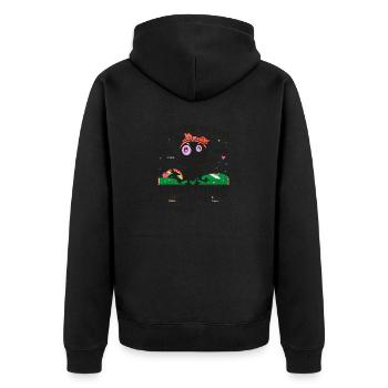 100 Tage Schulkatze ES IST IN ORDNUNG, MIR GEHT ES GUT - Unisex Premium Bio Zip Hoodie - Schwarz - Hinten - Nico (187cm)