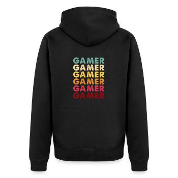 Drôle Vintage Jeu Vidéo Chemise Retro GAMER Hommes - Veste à capuche bio Premium Unisexe - noir - Dos - Nico (187cm)